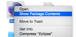Right Click on eclipse icon to see package contents